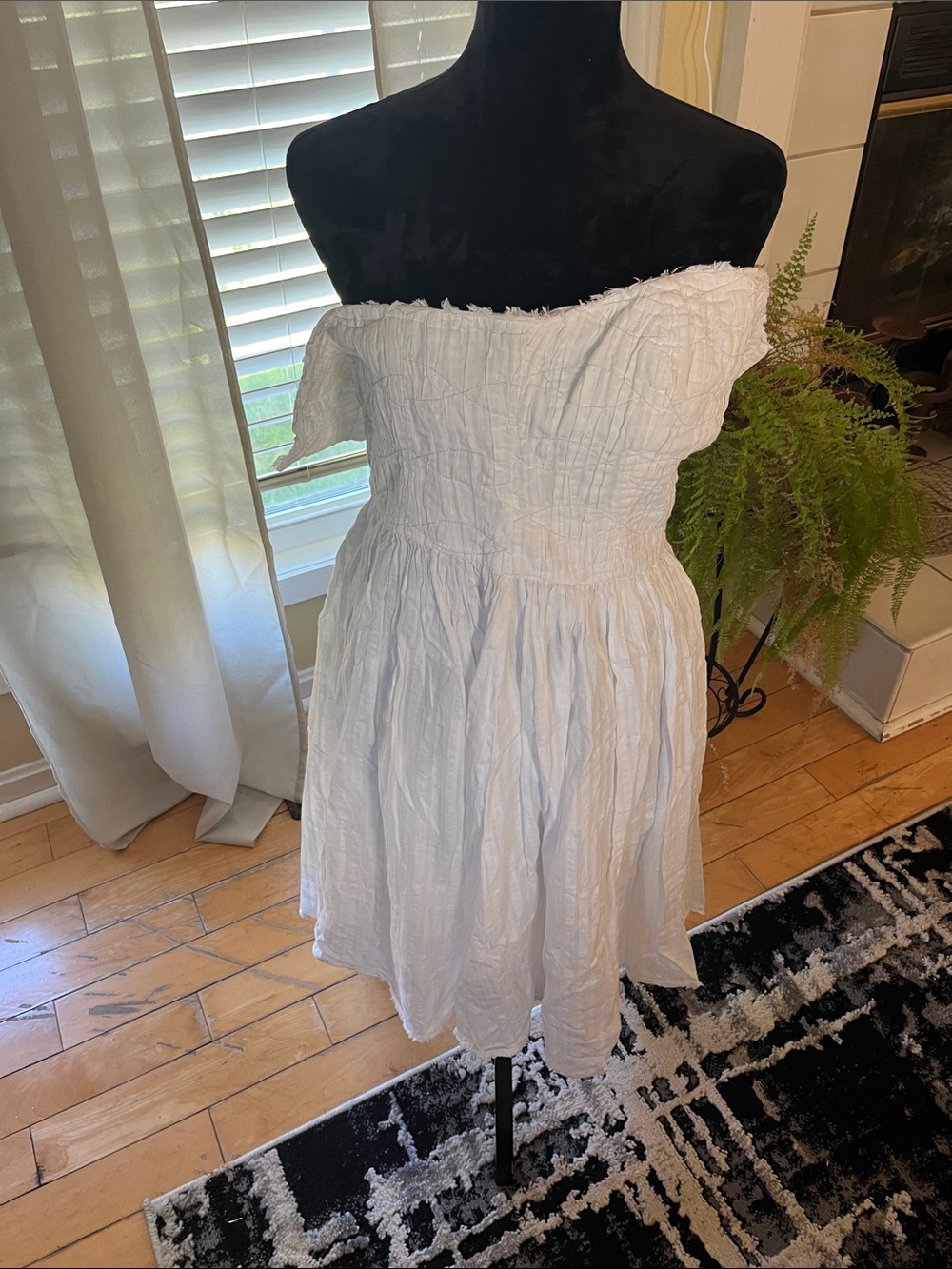 White Off-Shoulder Cotton Sundress